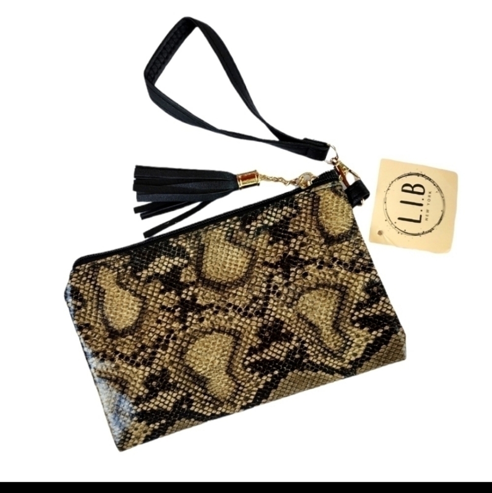 LIB Snake Print Wristlet Clutch NWT